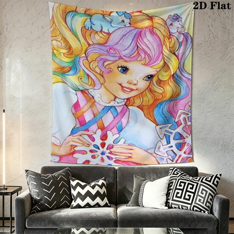 Lady Lovely Locks Wall Tapestry Aesthetic Wall Hanging Printed Fabric Blanket Decorative Tapestries for Bedroom Living Room Home Decor