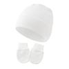 4PCS Baby Beanie Hat And Mittens Set Cotton Infant Newborn Anti Scratch Gloves Soft Warm Breathable Cap For 0-12 Months Everyday Wear Boys Girls