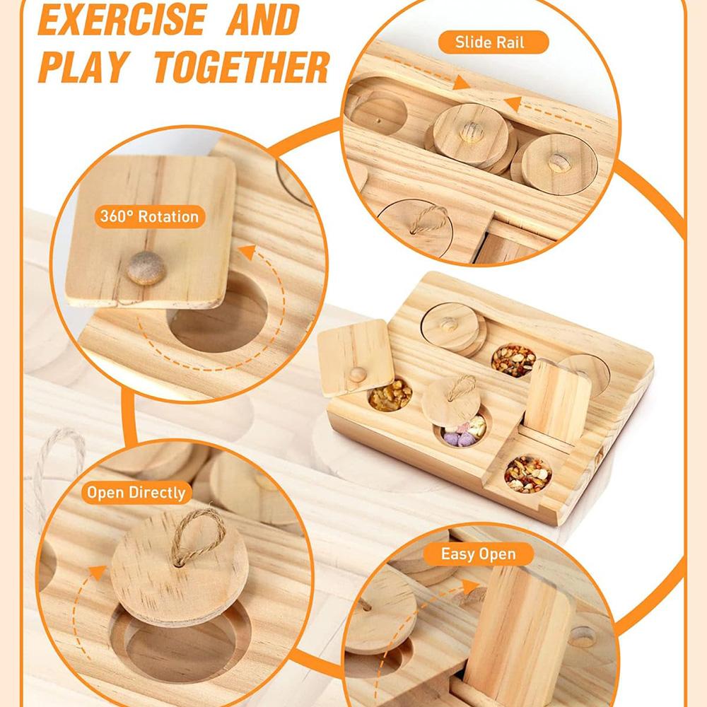 Holz-Meerschweinchen-Futterspielzeug Interaktiver Futterautomat-Puzzle für Kleintiere Hamster-Beschäftigung Versteckspiel Haustierbedarf