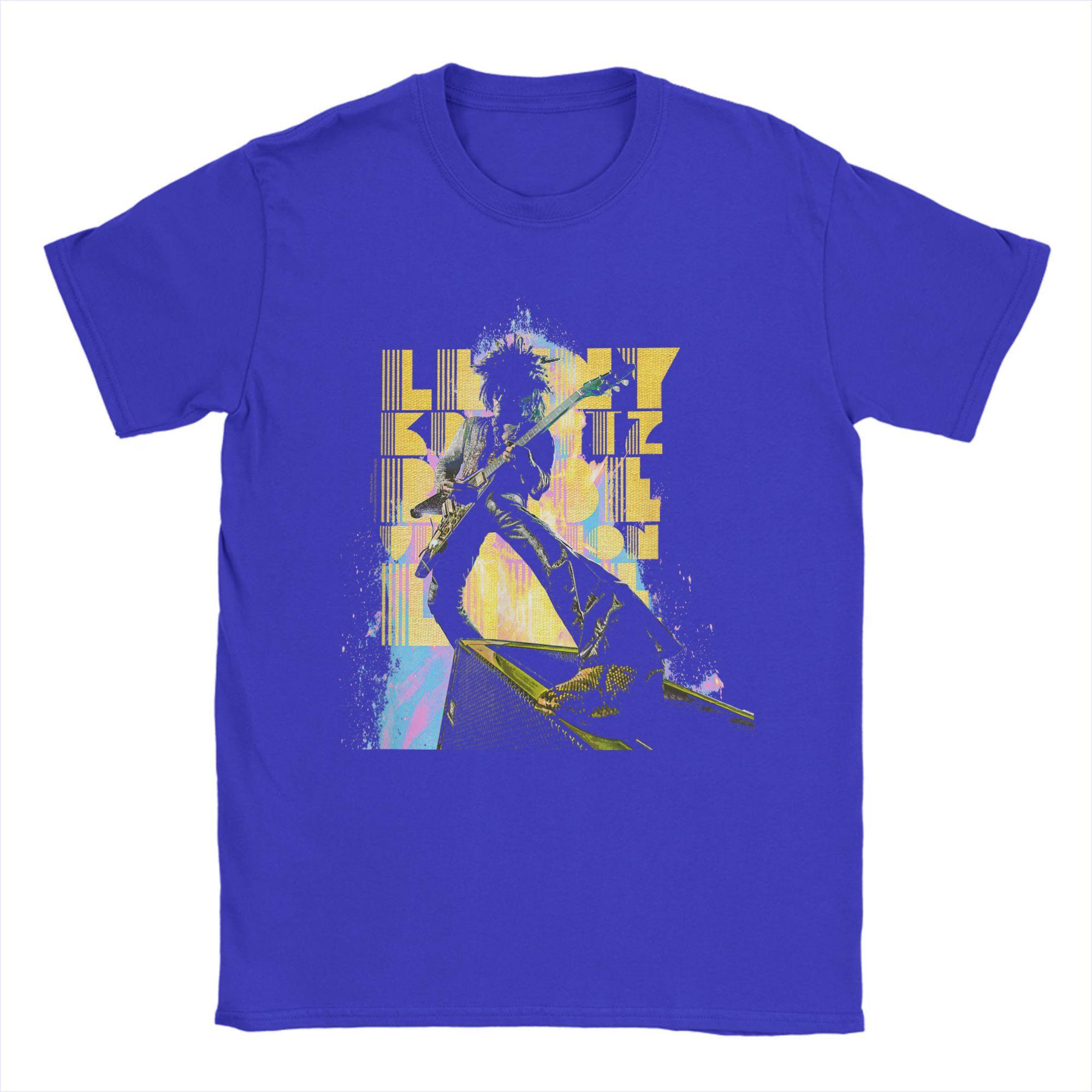 

Смішні футболки з живим фото Ленні Кравіца для чоловіків, футболка з круглим вирізом з чистої бавовни, футболка рок-співака з коротким рукавом, графічний мерч XXXXL синій