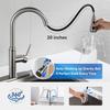 Arofa Kitchen Faucet with Pull Down Sprayer, Brushed Nickel Kitchen Sink Faucet 1-3 Hole Single Handle High Arc Stainless Steel Commercial Modern