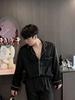 Couple Pajamas Women's Spring and Autumn Ice Silk Long-sleeved Moonlight Satin Jacquard Internet Celebrity Style High-end Men's Loungewear Suit