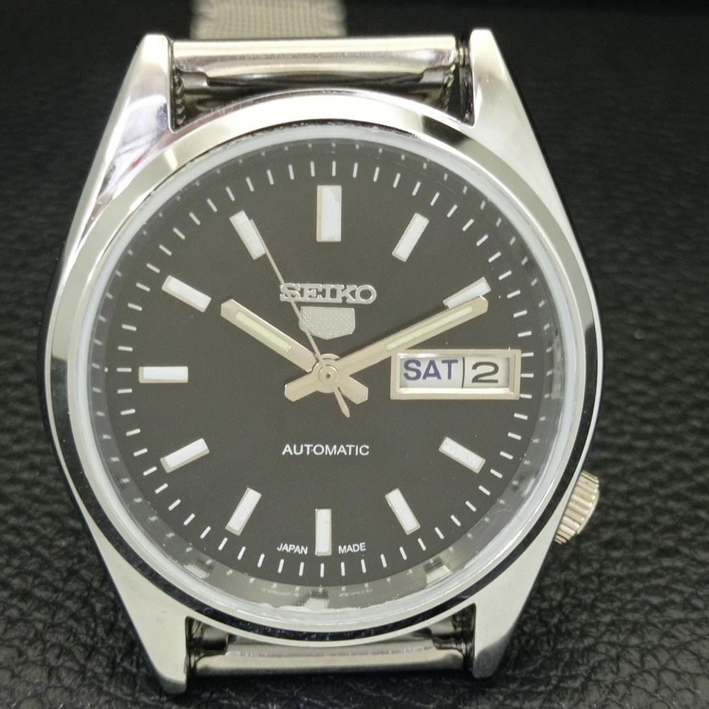 VINTAGE SEIKO 5 AUTOMATIC REFURBISHED JAPAN MENS BLACK DIAL WATCH A440533-9 Sk-a440533-1