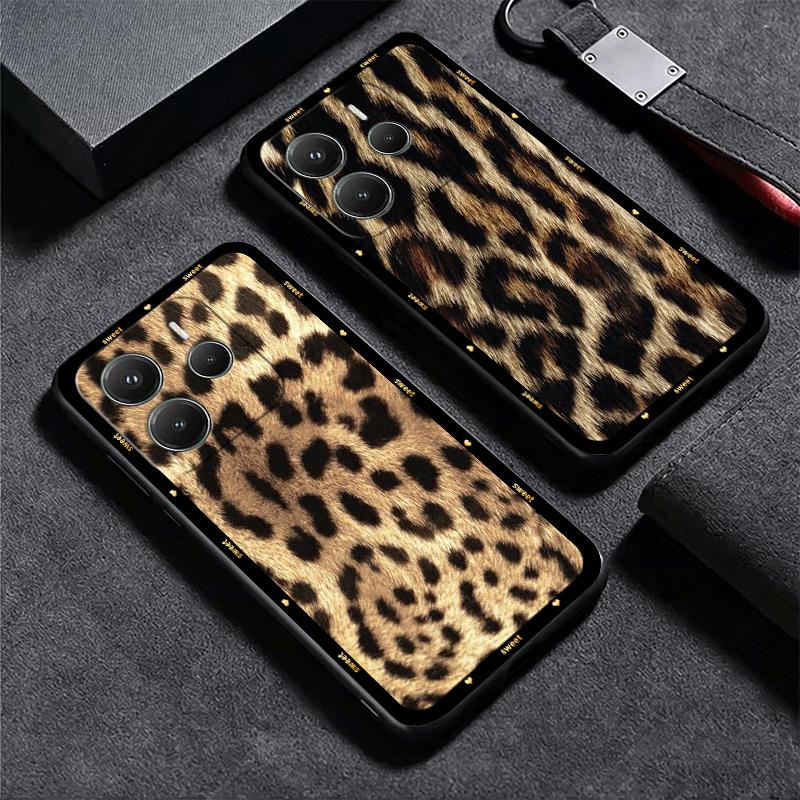 Fashion Sweet Leopard Print Soft Phone Case for Xiaomi Redmi Note 12 13 14 15 Pro Plus 11 12S 11S 11T 10 4G Black Cover Back She