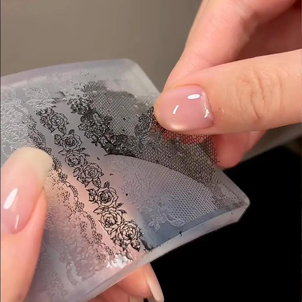 

3D Lace Rose Silicone Nail Art Mold, Hollow French & Checkered Templates for Sexy Elegant DIY Manicure United States