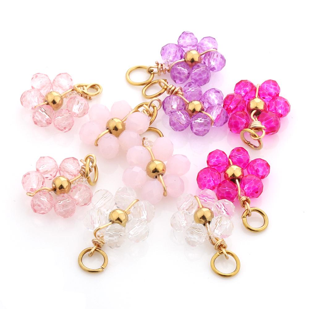 

Stainless Steel Crystal Daisy Charm: Colorful Handwoven Beaded Flower Pendant