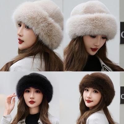 Solid Color Earmuffs Cap Warm Winter Hat Gifts Faux Fur Hat  Winter