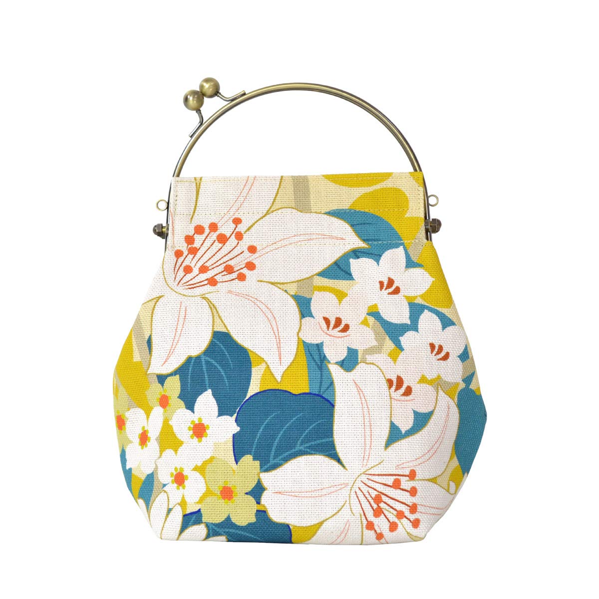 

inokichi Benly pouch 2WAY type shoulder bag Japanese pattern pouch bag pouch handbag Japanese modern kimono bag flower garden Hanano Niwa Yellow