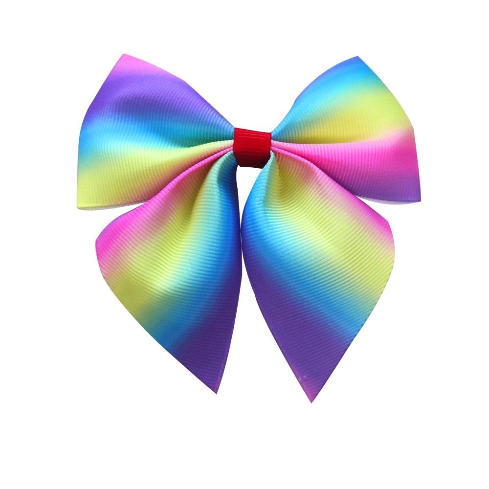 Gradient Rainbow Multicolor Bow Hair Tie & Clip for Girls and Babies