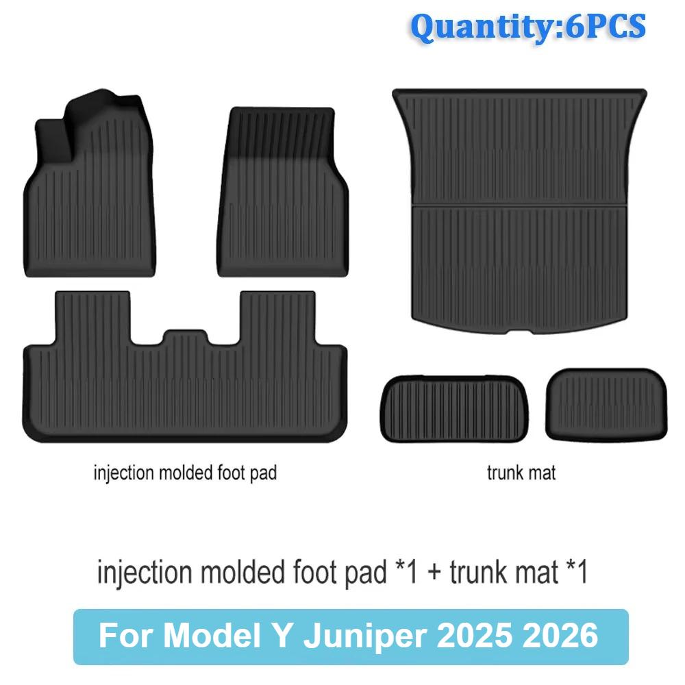TPE Car Integrated Trunk Liners For Tesla Model Y Juniper 2025 2026 Double Layerd Mats Trunk Door Sill Guard Plate Backrest Mats