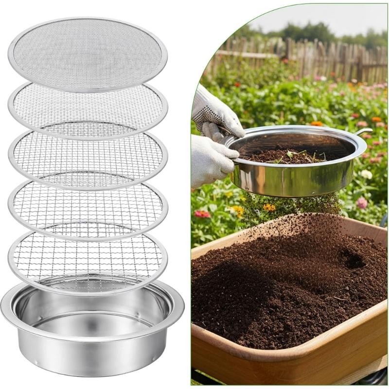 Professional Compost Sieve Set Rust Proof Stainless Steel Texture Garden Sieve Suitable for Gardeners and Farmers