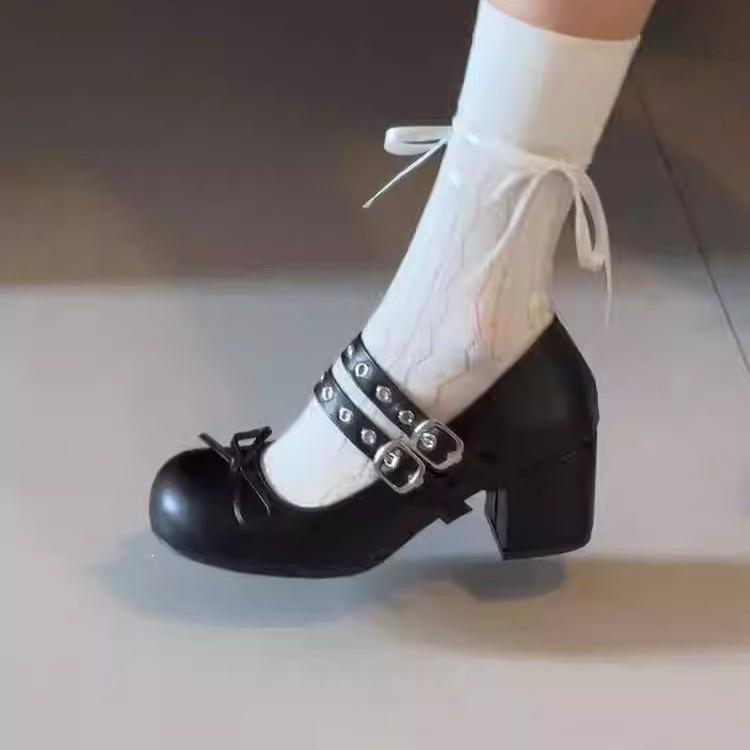 Silver thick heel platform Mary Jane shoes summer new round head versatile cold feeling single shoes