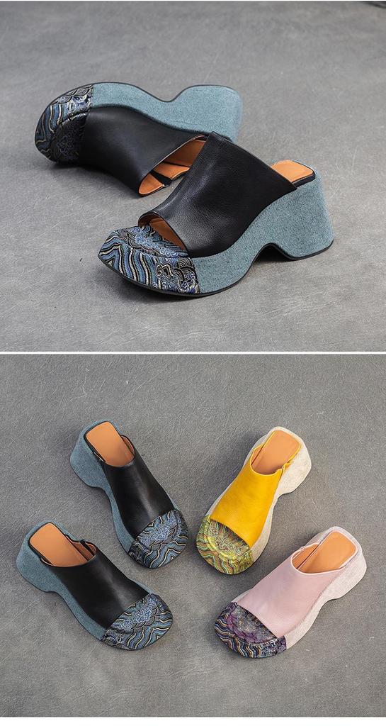 2024 Summer Women's Peep-toe Wedge Heel Slippers - Stylish Thick-soled, Height-increasing, Versatile Outdoor Footwear