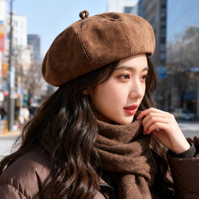 Korean Beret Female Octagonal Painter's Hat Retro Large Head Circumference Showing Face Small Japanese Style Pumpkin Hat Trendy
