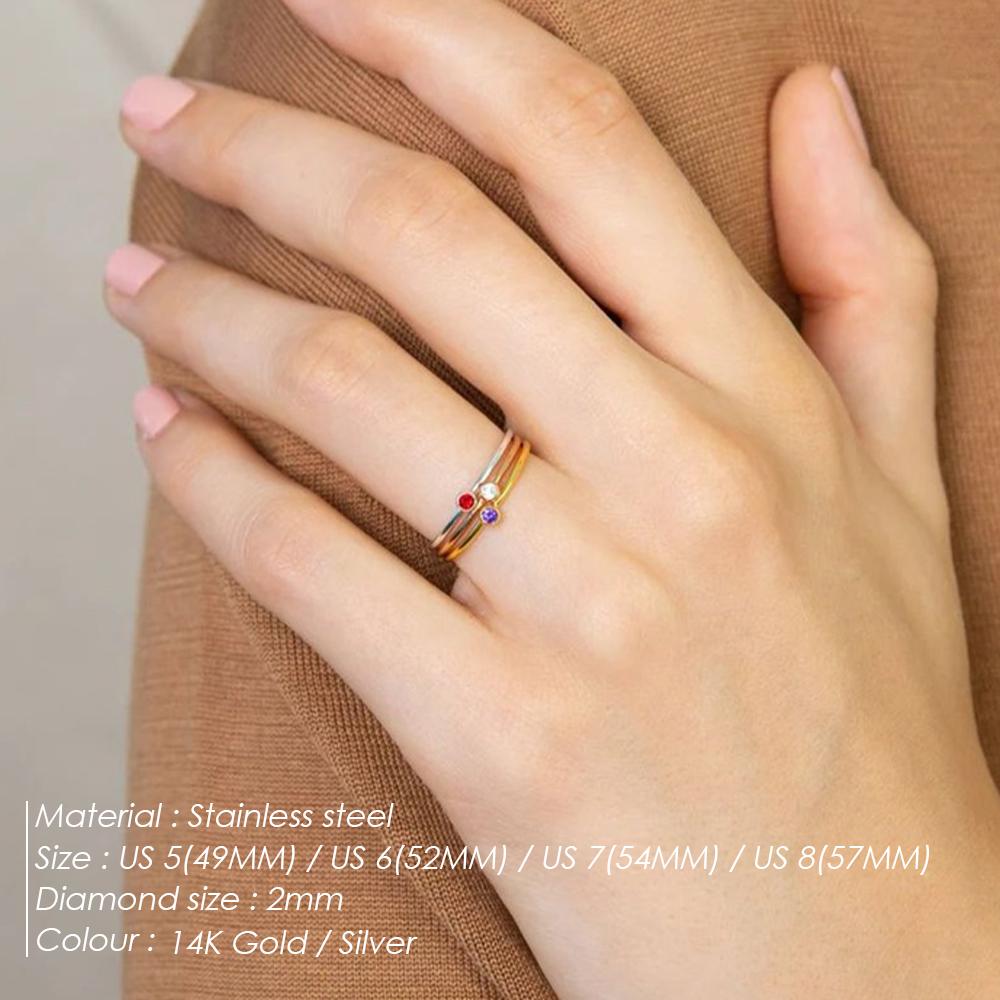 eManco Stainless Steel Birthstone Ring  Gold Color Simple Fashion Style For Women Festival Party Gift