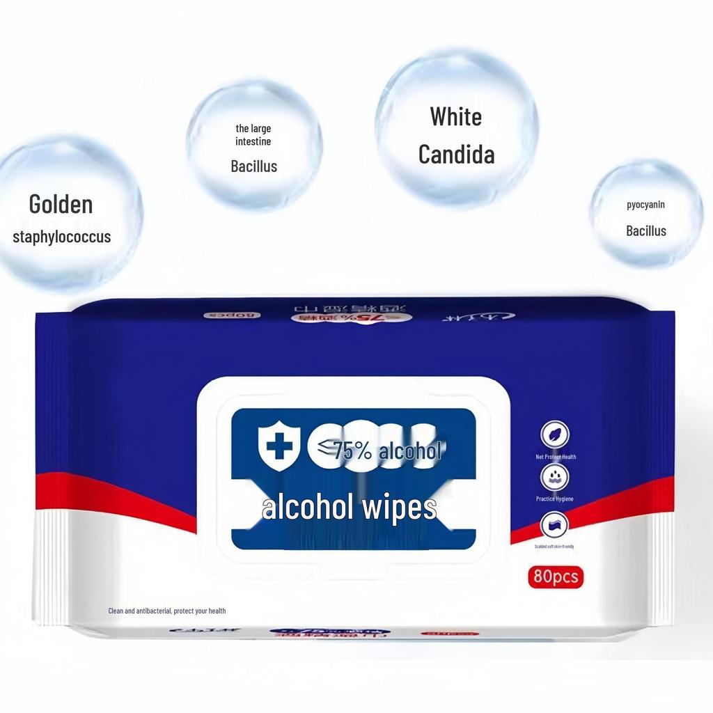 Alcohol Disinfection Wet Wipes: Office & Home Antibacterial Cleaning, Hygiene, and Sterilization - Large Pack