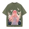 DARLING in the FRANXX Zero Two Printed Tee Men Women Short Sleeve Cotton Tshirts Vintage Washed T-shirt Oversized Streetwear