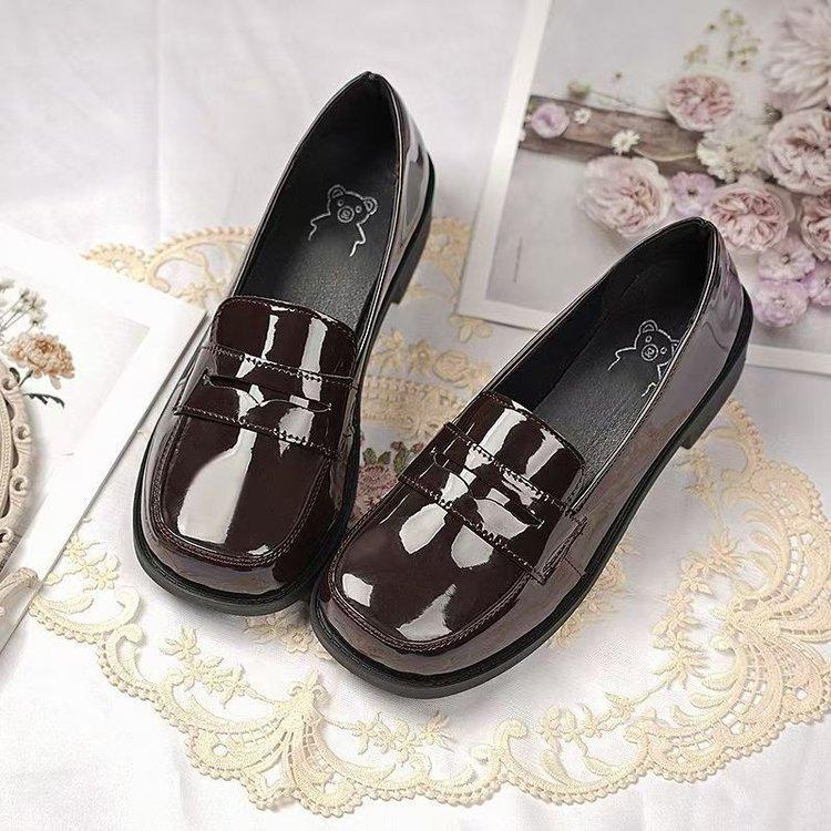 Spring Japanese basic jk small leather shoes women's patent leather square head school uniform shoes bright leather lo shoes Lolita single shoes