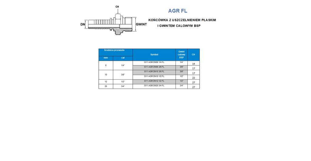 Końcówka Agr-Fl Dn06 1/4" Fl ( Płaski )