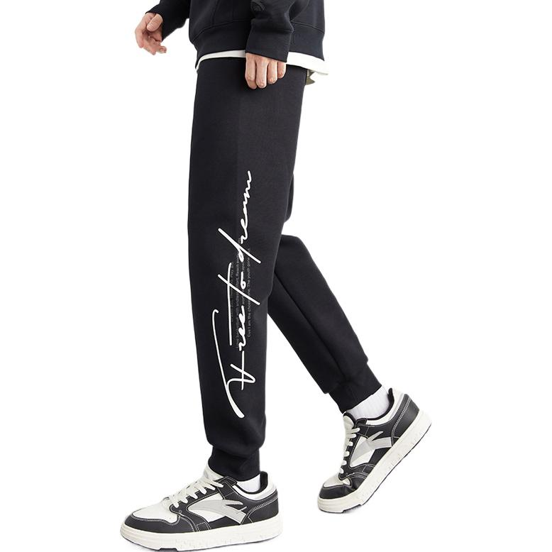 Anta Basketball Series Letter Print Knit Jogger Pants Men Bottoms Black 152311317-3
