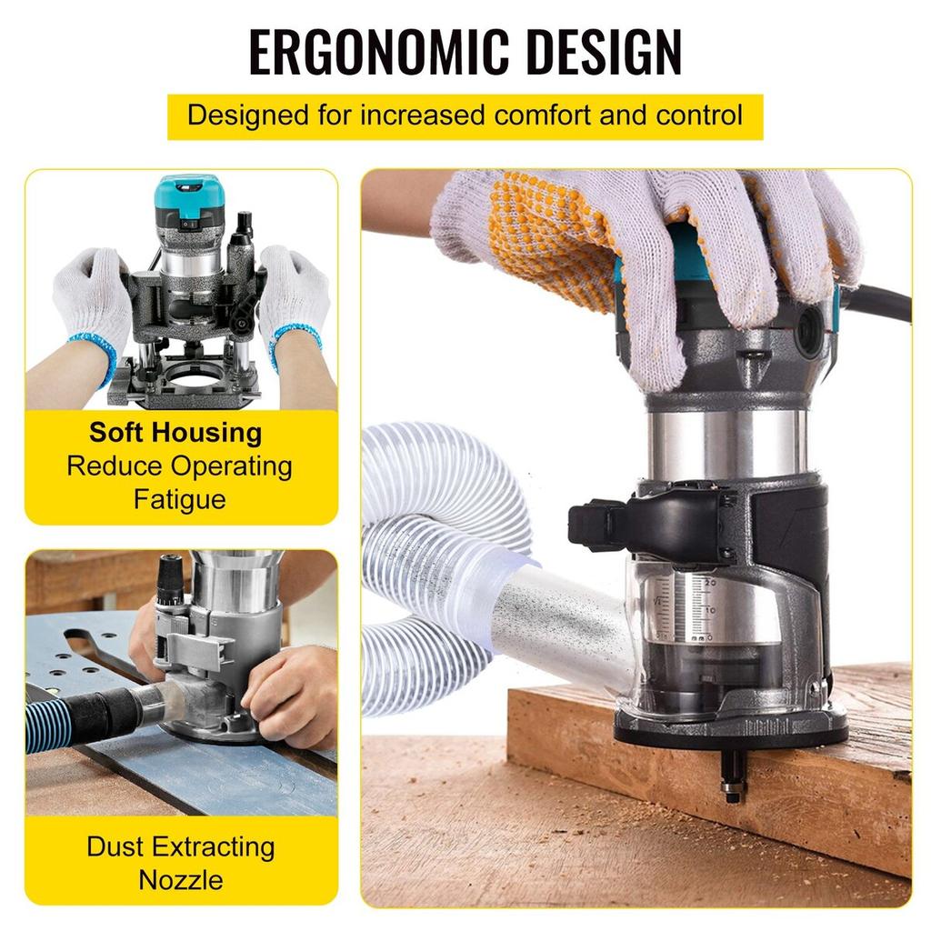 Router Tool, 710W Wood Router, Router for Woodworking w/ 3 Router Collets, Wood Router Tool w/ Fixed & Plunge & Tilt & Offset Base, Woodworking Router