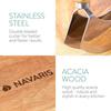 Planche à découper - navaris - mezzaluna - bois d'acacia - acier inoxydable - ergonomique