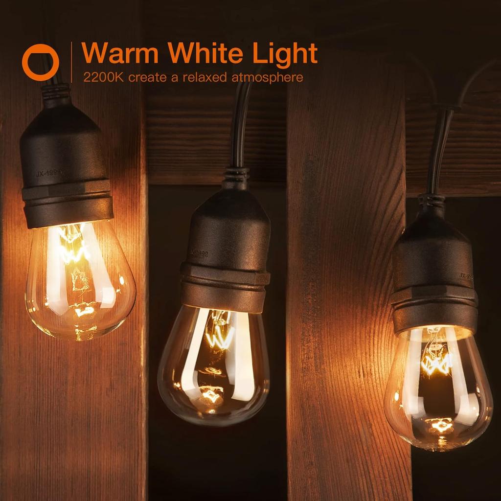 addlon Incandescent Replacement Bulbs 5W S14 15 Pack Waterproof E17 2200K Screw Base for Outdoor Incandescent String Lights