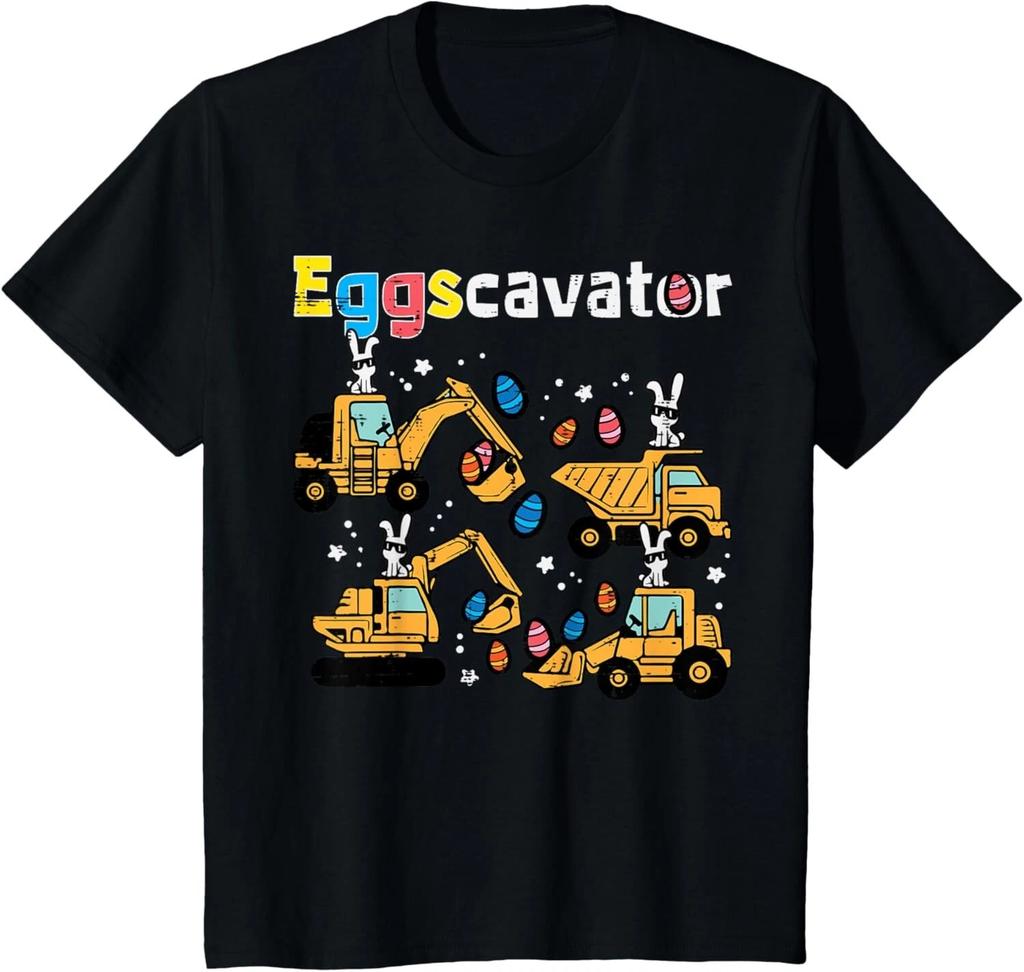 Eggscavator Easter Egg Hunt Construction Trucks Toddler Boys Gift Unisex T-Shirt