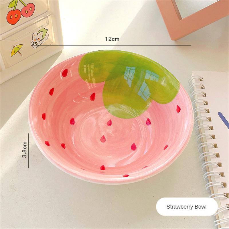 Kitchen Set Set Wear-resistant Ceramic Bowl Household Creative Strawberry Watermelon Bowl Household Products Highest Evaluation