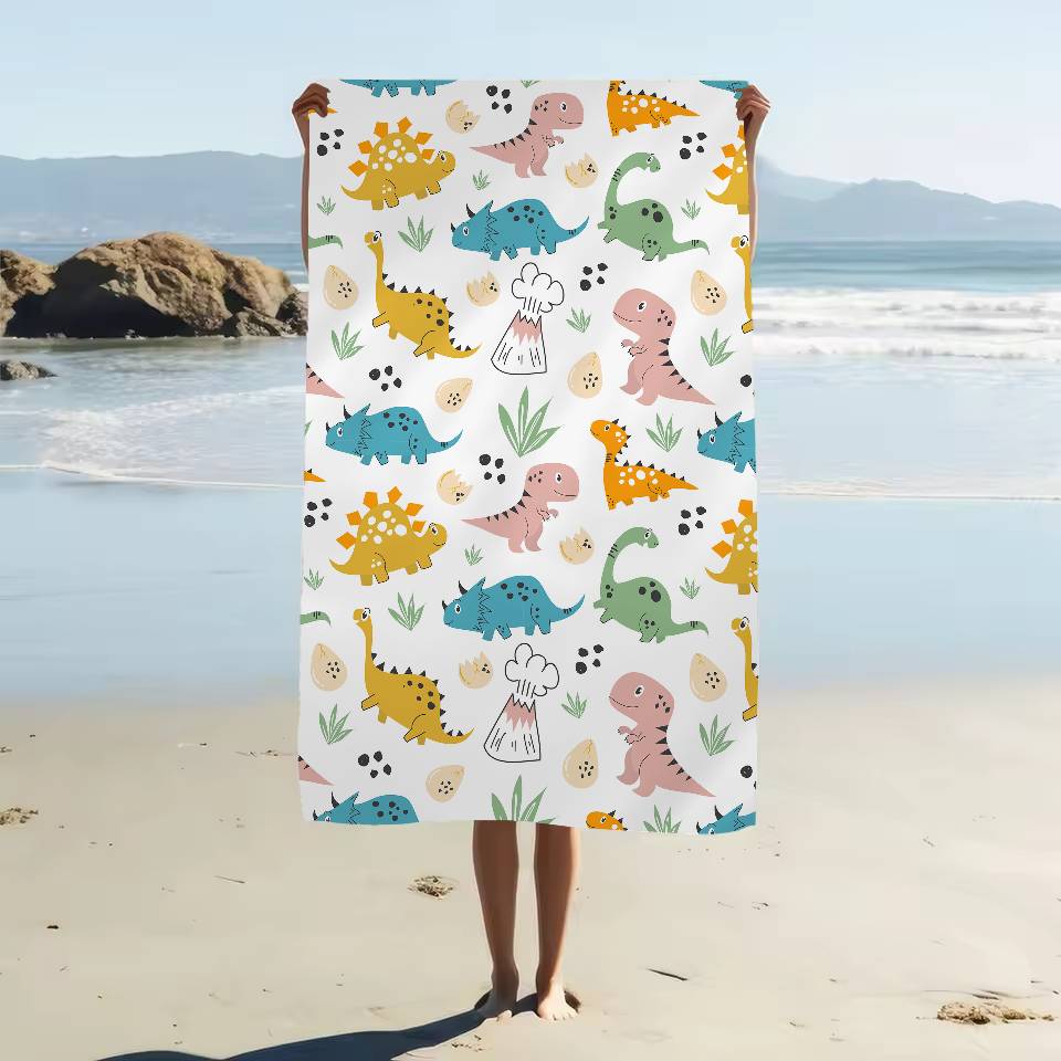 Cartoon Animal Dinosaur Print Cartoon Beach Towel Cute Kawaii Room Decor Bath Girls Children Hand Towels For Bathroom Shower