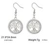 Tree of Life Women's Earrings Stainless Steel Gold Clear Zircon Round Pendant Dangle Earring Amulet Jewelry Gift