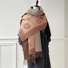 Scarf women's autumn and winter new core-spun yarn camellia thousand bird grid double-sided warm shawl versatile decorative cashmere scarf