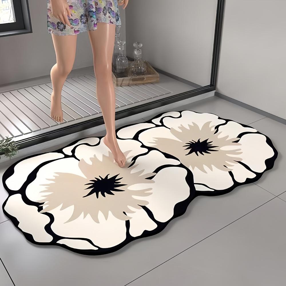 Super Absorbent Flower Pattern Non-Slip Mat Beautiful Entry Door Mat Decorative Door Mat Kitchen