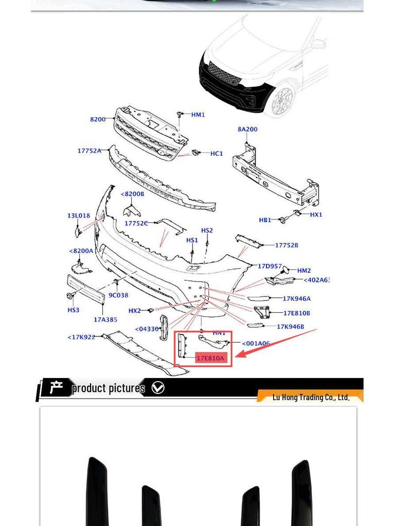 Kühlergrill für den vorderen Stoßfänger für Land Rover Discovery 5, Schwarz LR082888/LR082889