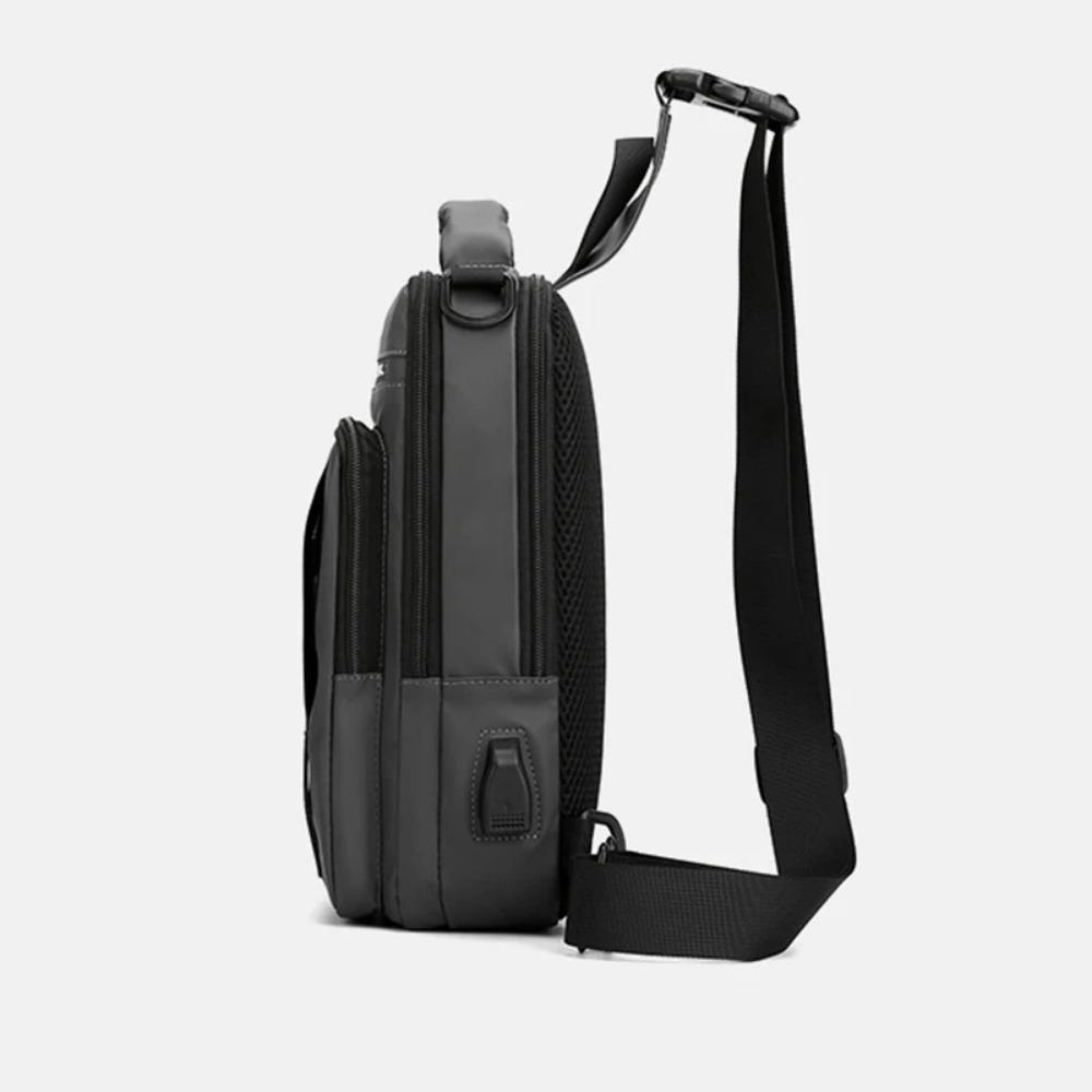 Men Small Backpack Chest Pack Shoulder Bag with USB Charging Port Travel Male Waterproof Nylon Sling Messenger Cross Body Bags
