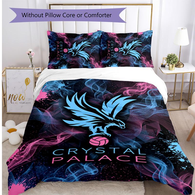 Set Lenzuola Stampato Calcio Crystal Palace 3 Pezzi, Comodo Set Copripiumino per Camera da Letto Amico della Pelle