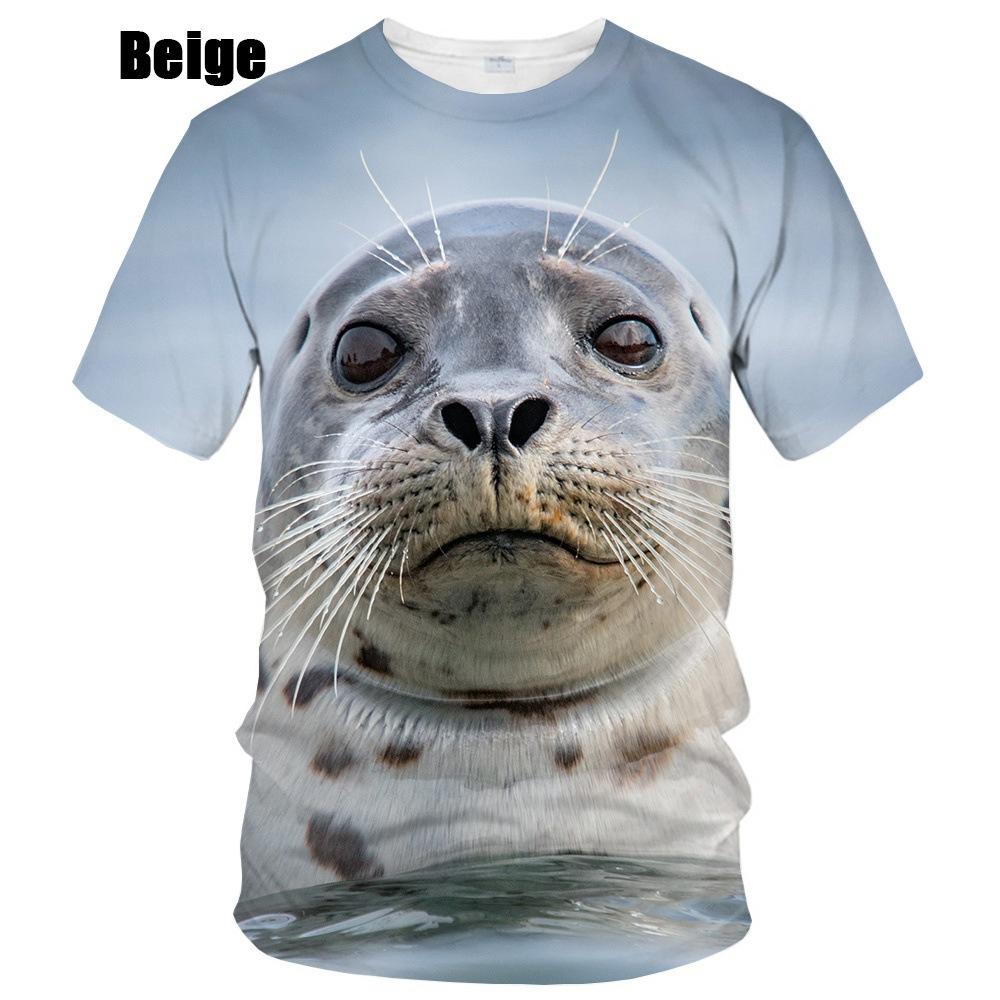 

Мужская повседневная футболка с короткими рукавами и принтом «Морской лев» на 3D-принте, летние винтажные мужские футболки с круглым вырезом M бежевый