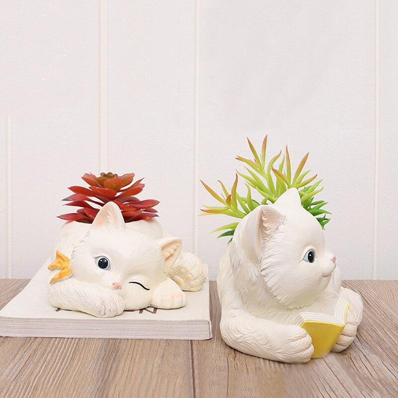 Ghiveci de flori pentru pisici Ghivece mari suculente Accesorii Ghiveci de birou din rășină Ghiveci de grădină Ornamente pentru decorarea casei