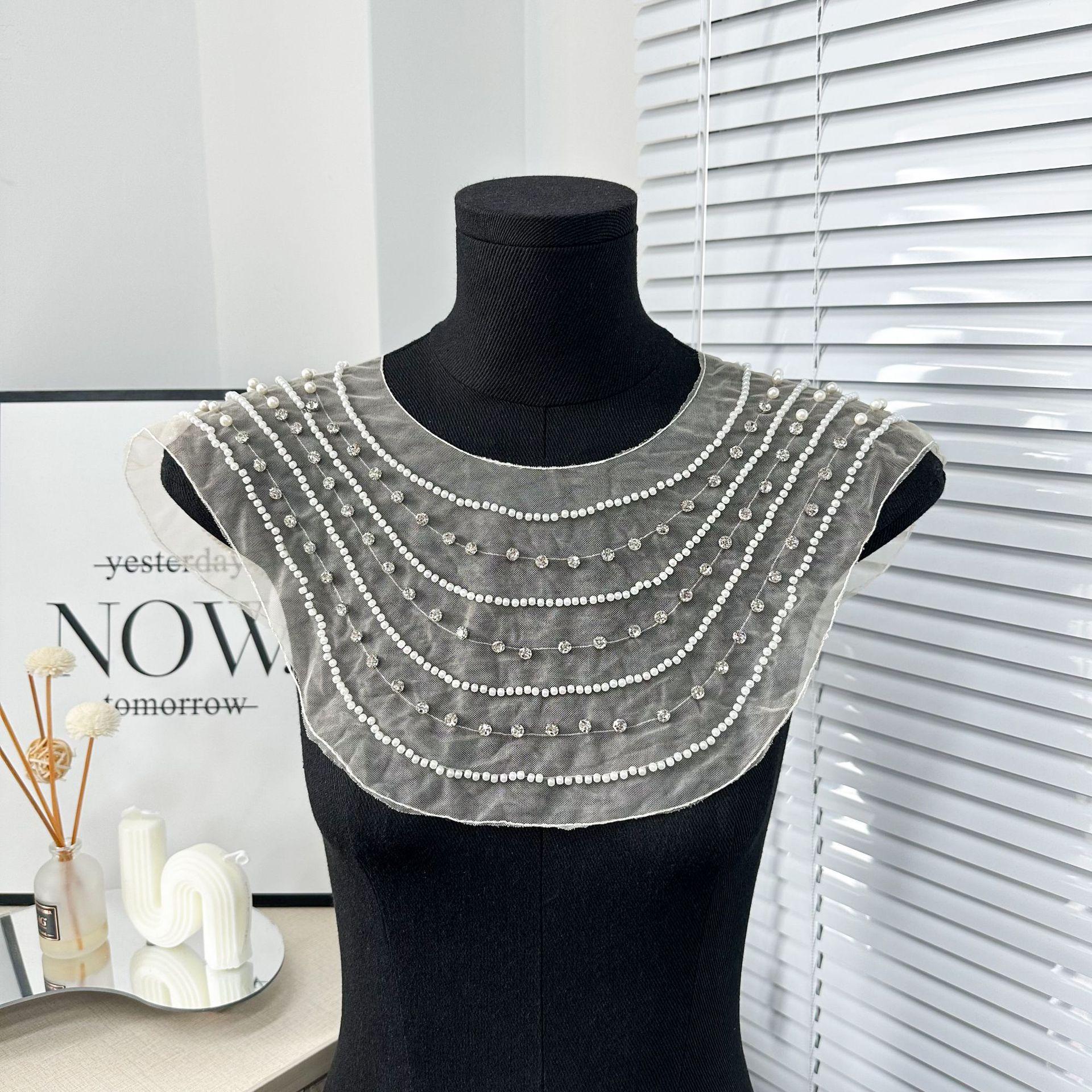 

Аксессуары Сделай сам Ручная работа Планка спереди Воротник Аксессуары, Белый Жемчуг Декоративный Воротник Женский Платье Вырез Аксессуары Воротник Цветок