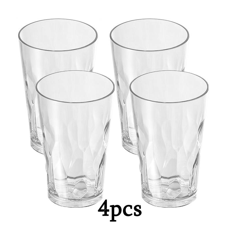 4pcs Unbreakable Plastic Drinking Glasses Shatterproof Drinking Cups Plastic Glass Cup Plastic Tumbler Cups Plastic Drinking Glasses Water Cups