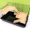Bettavvisande tapp- och notkonstruktion Enkel installation Förtjockad Råttklätterleksak Hamster Dubbelskikts Träklätterplattform med Stege Bur