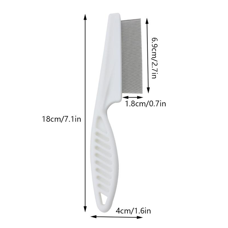 

Гребень от блох, щетка для удаления шерсти у собак и кошек, нержавеющая сталь, густые зубцы, встроенный гребень, портативный универсальный уход за домашними животными, чистящие средства Large 18x4cm белый