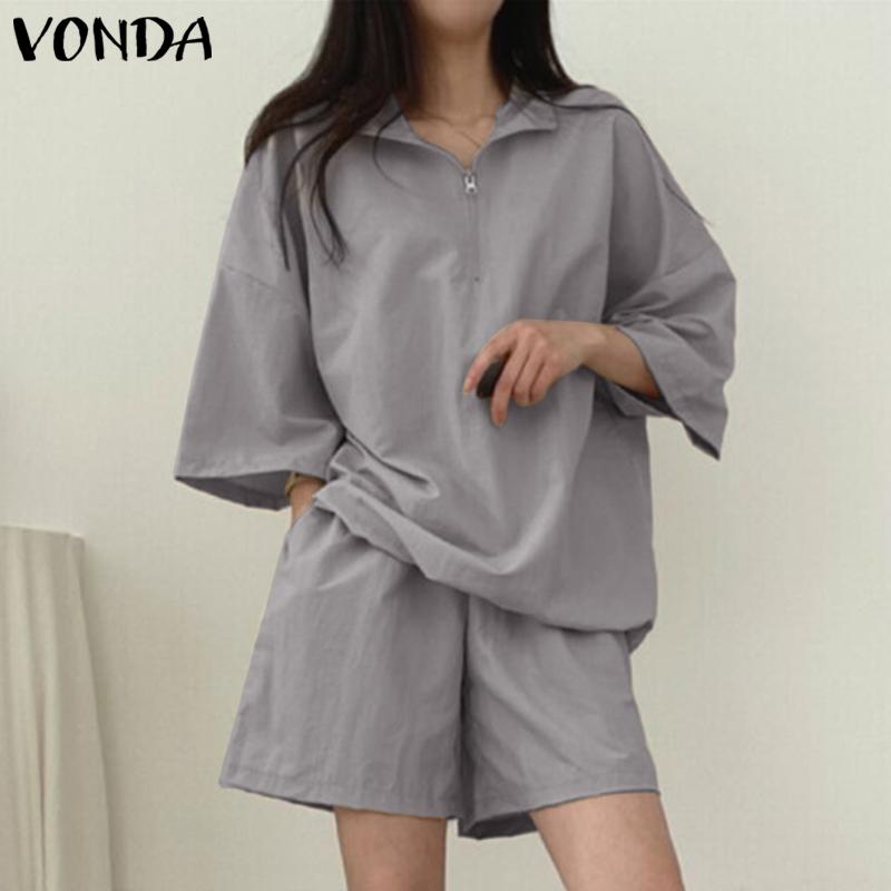 

VONDA Весенние женские шорты-двойки с цветочным принтом - повседневный шик