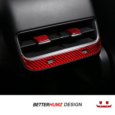 For Tesla Model 3 2017-2026 Model Y 2019-2026 Carbon Fiber Rear Air Vent Outlet USB Panel Trim Stickers Car Interior Accessories