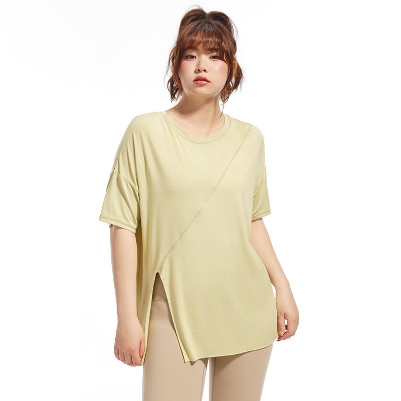 

Женская быстросохнущая дышащая спортивная футболка больших размеров - свободный топ для йоги с коротким рукавом на весну/лето XL (for 131-145 lbs)