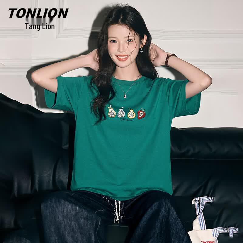 TonLion Women s Cotton Fruit Graphic Short Sleeve T-Shirt 2XL