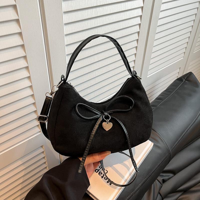New bow handbag textured underarm bag women's autumn and winter portable shoulder bag casual messenger bag