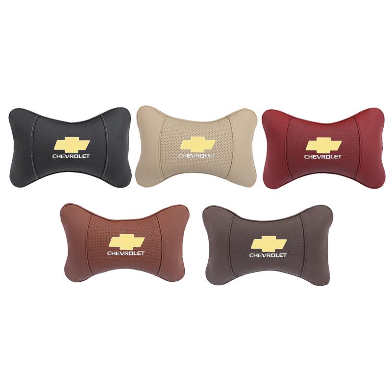 1Pcs Car Seat Headrest Auto Logo Neck Pillow For Chevrolet Z71 Aveo Impala Lacetti Malibu Sail SS Cruze Sonic Silverado Trax