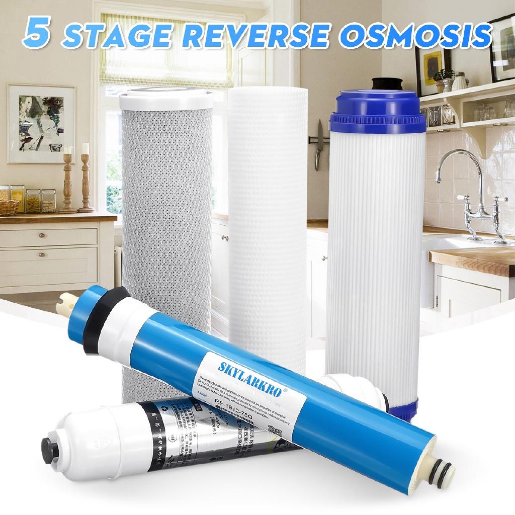 5-stufiges Umkehrosmose-RO-Ersatz-Wasserfilter-Set, 5-teilige 75-GPD-Membran-Wasserfilterkartusche