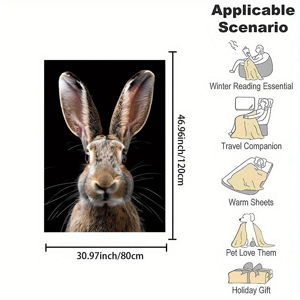 Cozy Flannel Throw Blanket with Cute Rabbit Print - Soft, Reversible, All-Season Nap Blanket for Office, Bed, Sofa, Camping